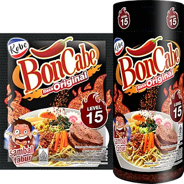 BonCabe Sambal Tabur rasa Original level 15, packshot botol dan sachet